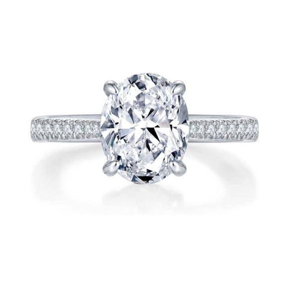 14k Certified 3 ct Colorless VVS1 Diamond Moissanite Ring - Picture 3 of 13